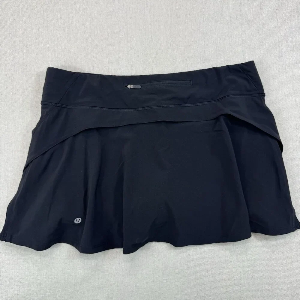 Lululemon Play Off The Pleats Black Skort Tennis Golf Pickleball Skirt Sz 10